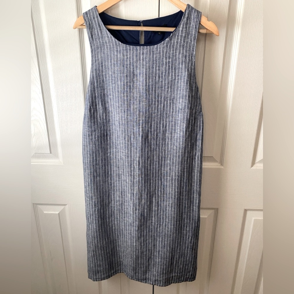 Quince Blue and White Striped Mini Dress
